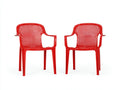 Sillas de comedor para exteriores set de 2 57×58×82 cm - rojo - resina con respaldo calado