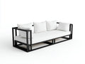 Sofá de 3 plazas de exterior con estructura metálica 220×85×78 cm - blanco y negro - diseño moderno para salón