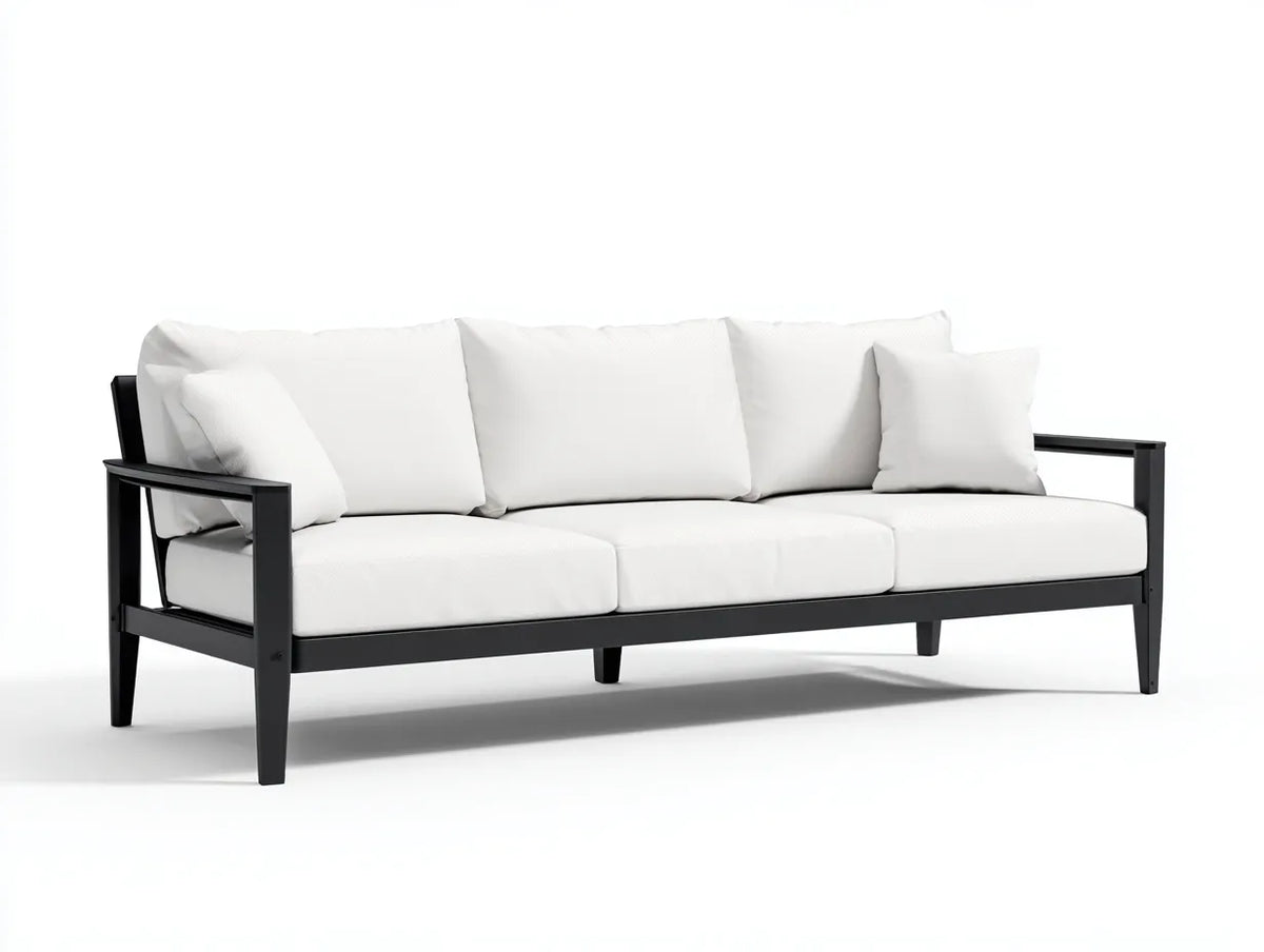 Sofá de 3 plazas 220×85×78 cm - negro y blanco - estilo moderno para salón