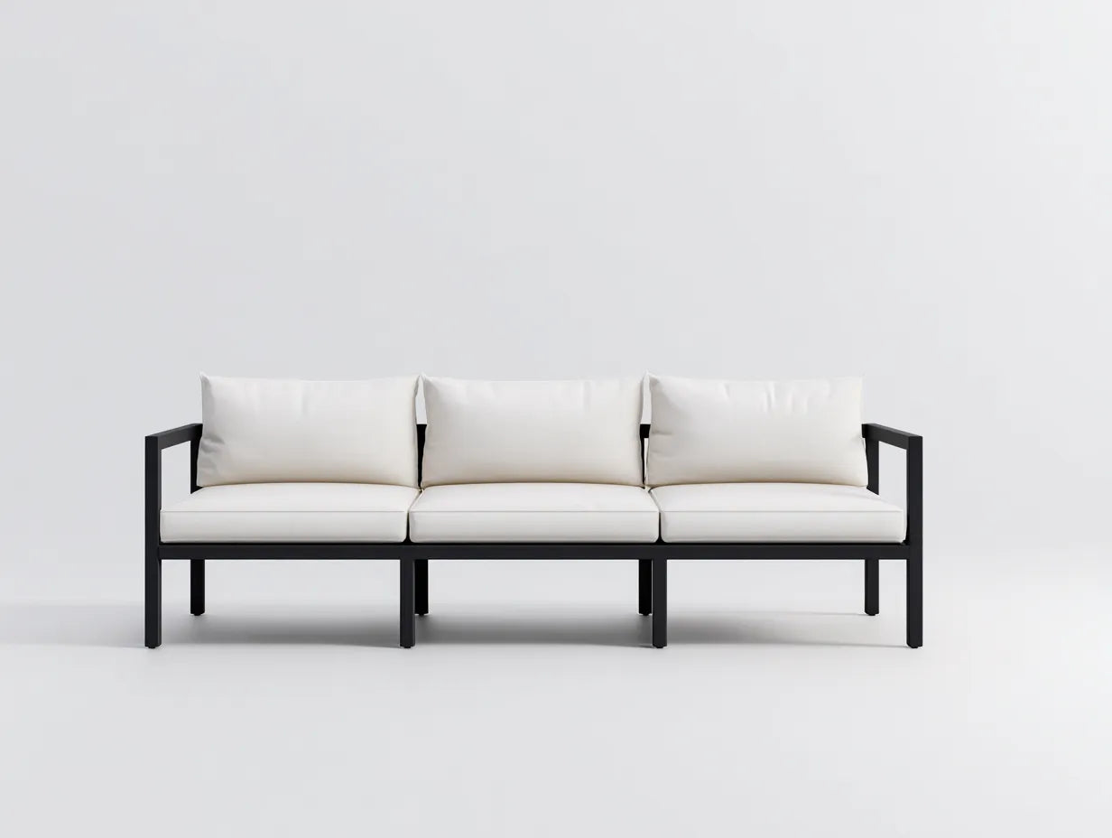 Sofá de 3 plazas 230×86×78 cm - blanco y negro - moderno para salón