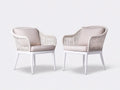 Sillas de comedor para exteriores de ratán sintético 72×75×80 cm - blanco y beige - diseño elegante con reposabrazos para terraza