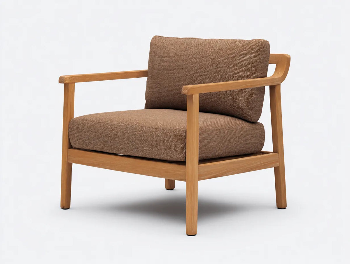 Silla de ocio al aire libre 80×82×78 cm - madera natural y marrón - asiento cómodo para terraza