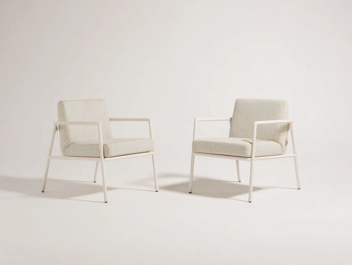 Sillas de comedor para exteriores set de 2 61×63×81 cm - beige y blanco - tapizadas con reposabrazos
