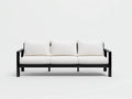 Sofá de 3 plazas 218 x 84 x 79 cm - metal negro y tapizado blanco - diseño abierto para salón