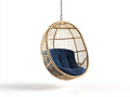 Silla colgante 88×82×115 cm - ratán natural y azul - diseño envolvente para terraza