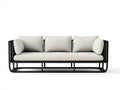 Sofá de 3 plazas de exterior con estructura metálica 230×88×80 cm - blanco y negro - estilo moderno para salón
