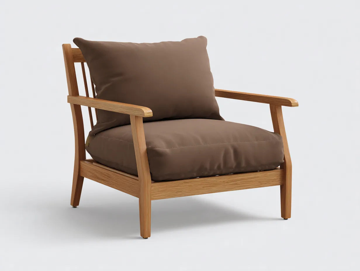 Silla de ocio al aire libre 78×75×80 cm - madera natural y marrón - estilo nórdico para terraza
