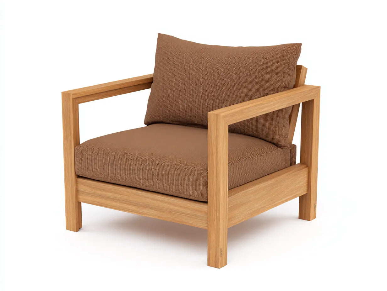 Silla de ocio al aire libre de madera 80×85×76 cm - madera natural y marrón - diseño moderno confortable para terraza