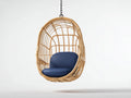 Silla colgante 90×80×120 cm - ratán natural y azul - estilo relajante para terraza