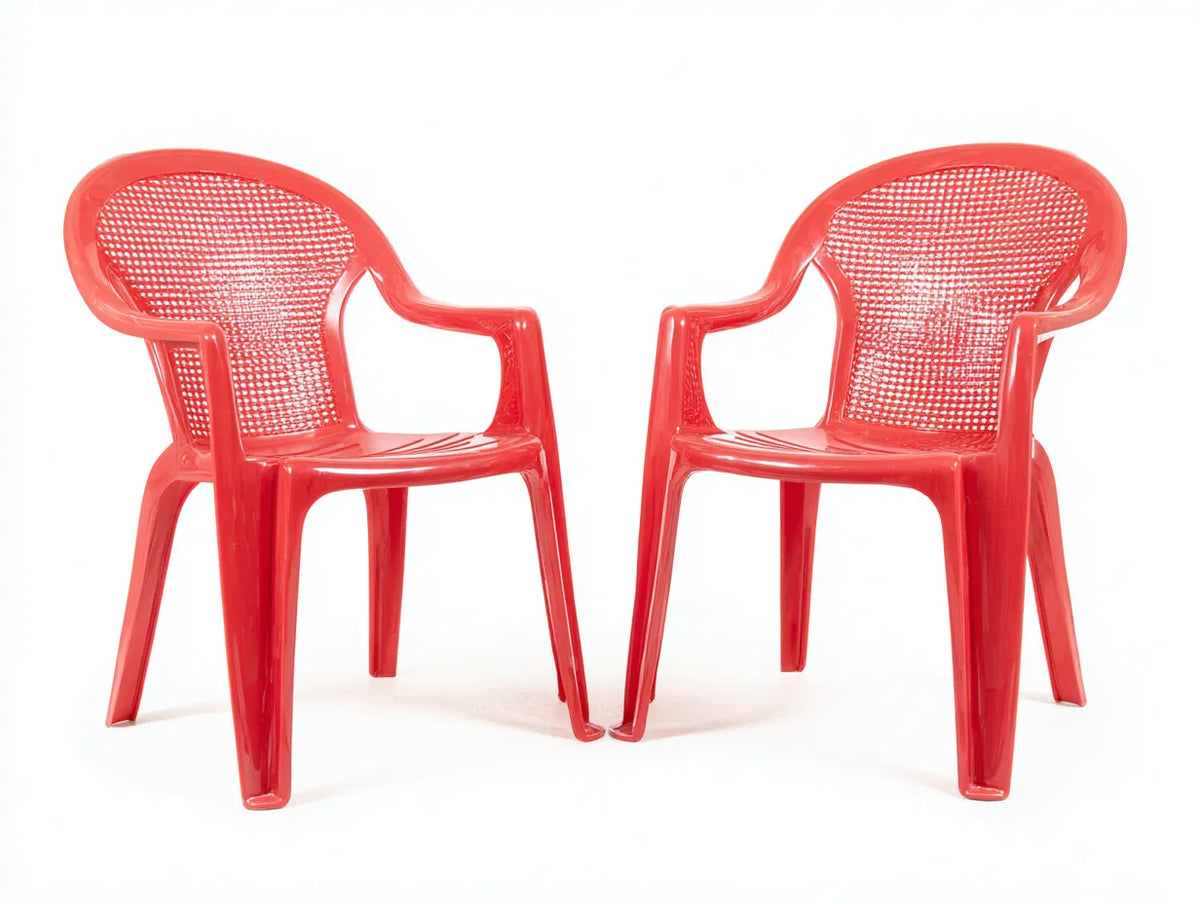 Sillas de comedor para exteriores de polipropileno 56×55×82 cm - rojo - juego de 2 con reposabrazos
