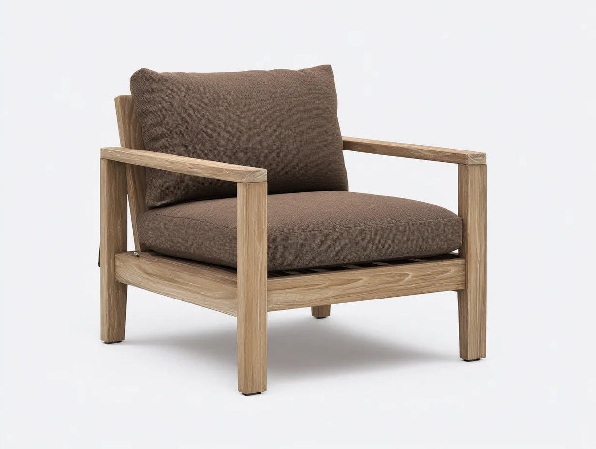 Silla de ocio al aire libre 78 x 82 x 79 cm - madera natural y marrón - con brazos para terraza