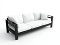 Sofá de 3 plazas 210 x 82 x 78 cm - madera negra y tapizado blanco - estilo lineal para salón