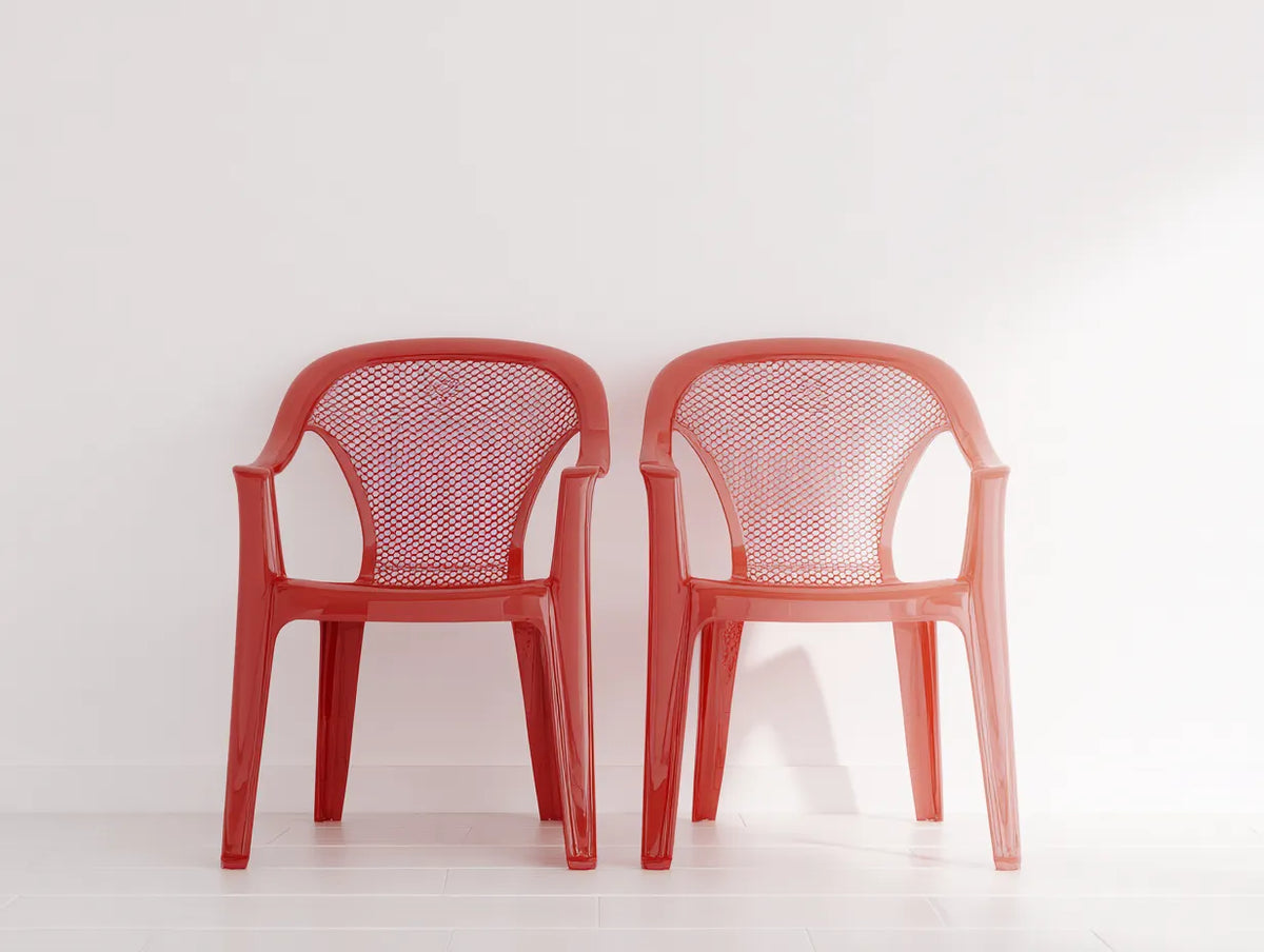 Sillas de comedor para exteriores set de 2 55×57×80 cm - rojo - resina con respaldo perforado
