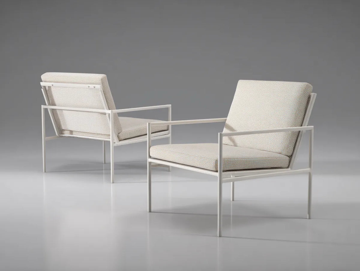 Sillas de comedor para exteriores de metal 68×70×82 cm - beige y blanco - diseño moderno con asiento acolchado para terraza