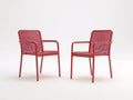 Sillas de comedor para exteriores de metal perforado 56×54×82 cm - rojo - con reposabrazos para terraza