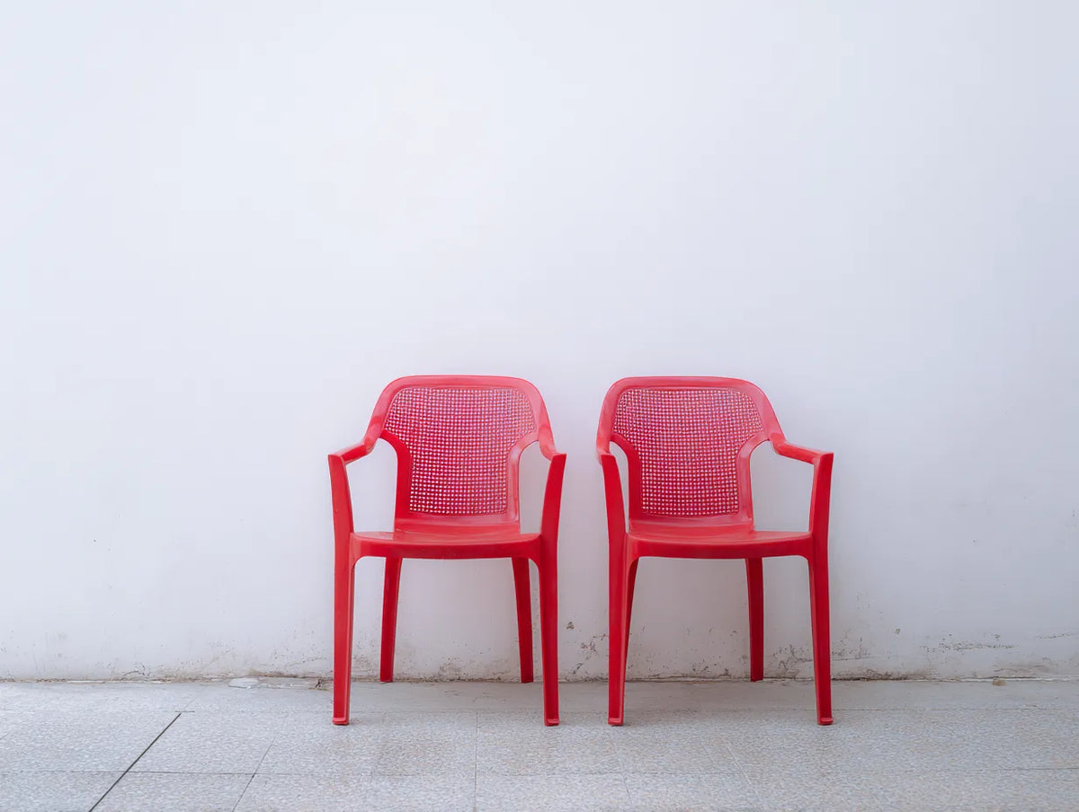 Sillas de comedor para exteriores de plástico 54×55×82 cm - rojo - diseño moderno para terraza
