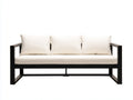 Sofá de 3 plazas 210 x 82 x 78 cm - metal negro y tapizado blanco - estructura abierta para salón