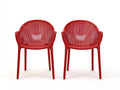 Sillas de comedor para exteriores de polipropileno 58×57×82 cm - rojo - juego de 2 con respaldo perforado
