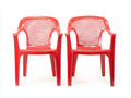 Sillas de comedor para exteriores set de 2 56×57×81 cm - rojo - resina con respaldo de rejilla