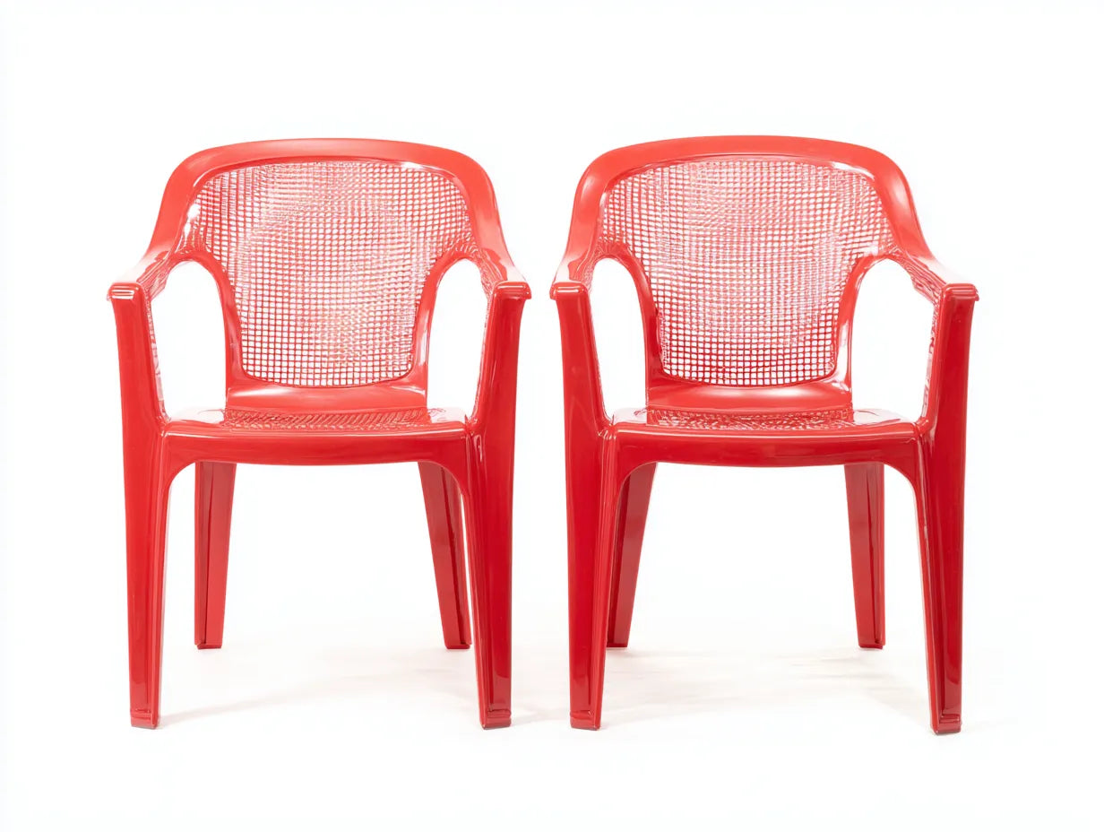 Sillas de comedor para exteriores set de 2 56×57×81 cm - rojo - resina con respaldo de rejilla