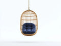 Silla colgante de ratán 105 x 75 x 125 cm - natural y azul - suspendida para terraza