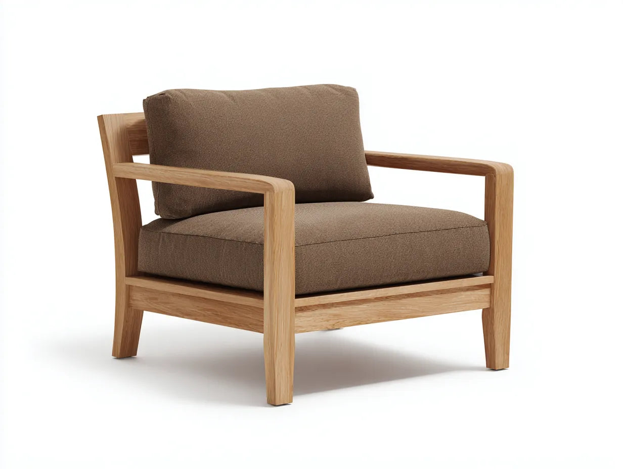 Silla de ocio al aire libre 78 x 82 x 76 cm - marrón y natural - con brazos para terraza